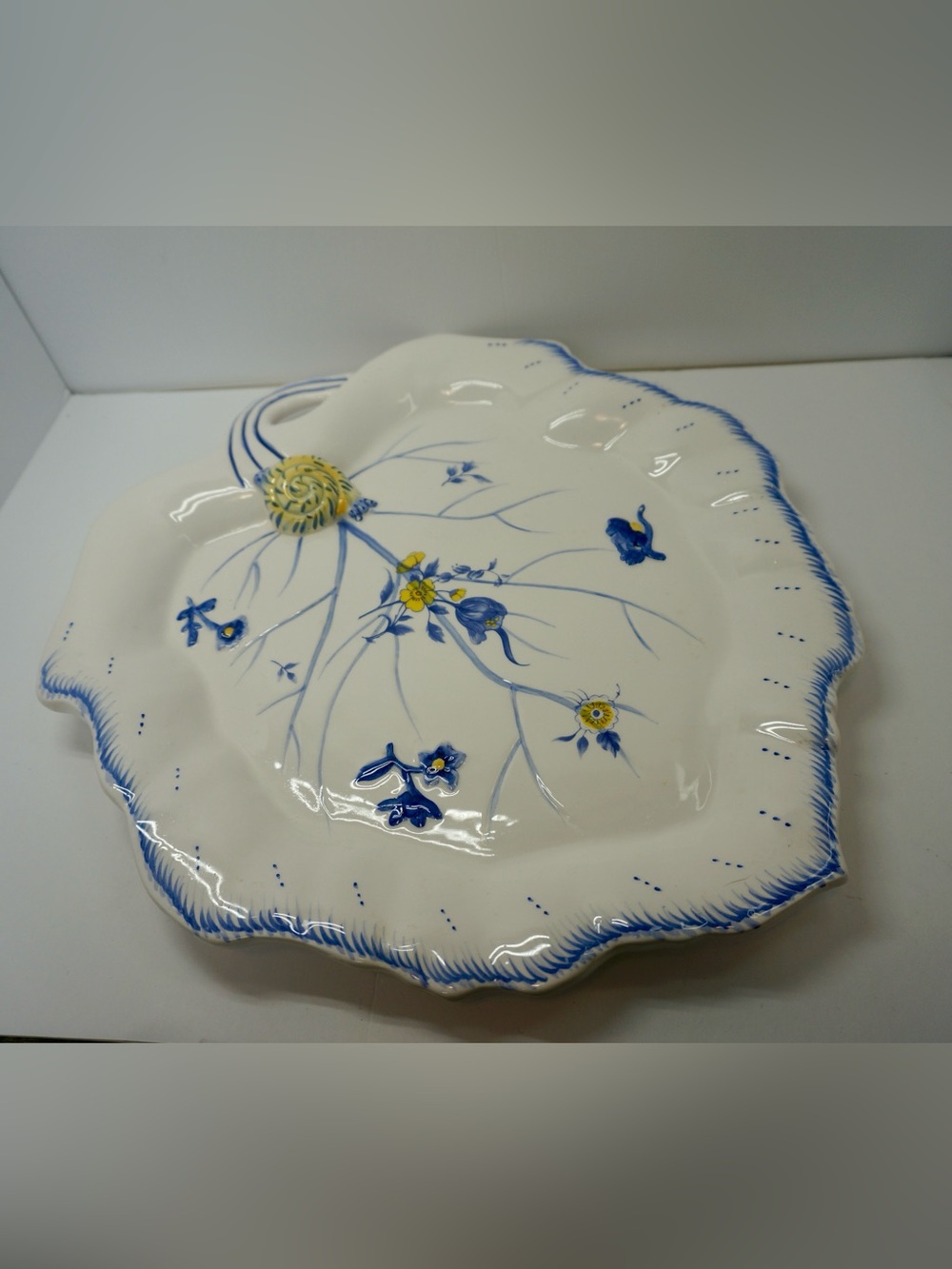Vintage Spode Imperial Garden Leaf Platter Snail Figural Ceramic